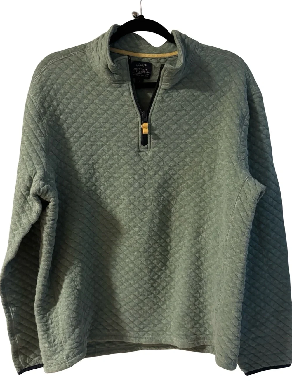 J. Crew Quilted Sage Green Half-Zip Pullover Casual VTG Gorpcore Sweater Large